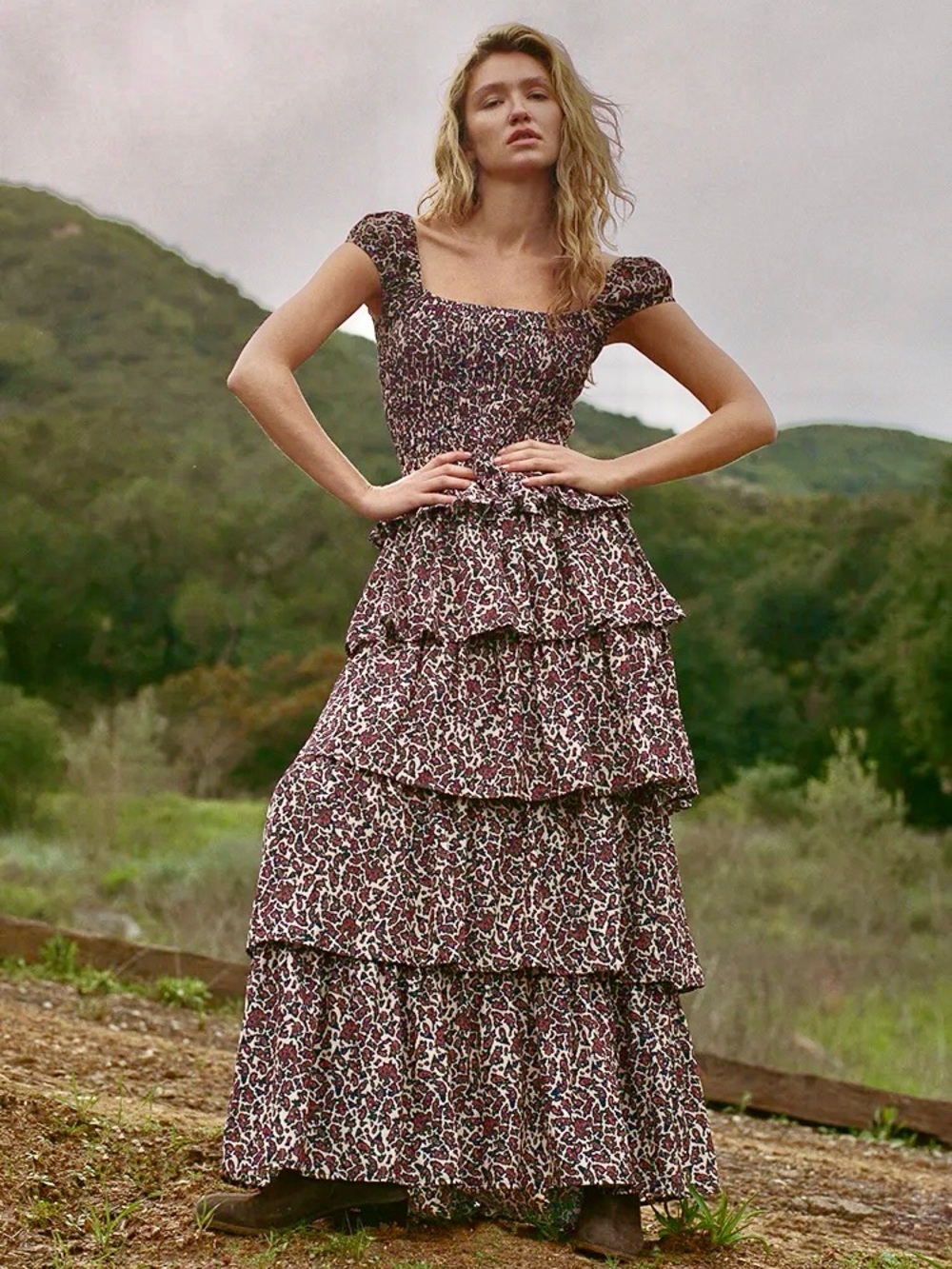 New CIAO LUCIA Catalina Ruffle Maxi Dress in Paisley